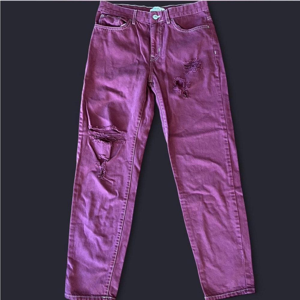 Over dyed Forever 21 Distressed Burgundy Jeans
